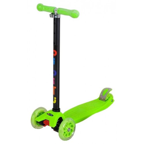 Самокат 3-ёх кол. BIBITU СAVY SKL-07 руль 67-88см., светящ.кол., салатовый
