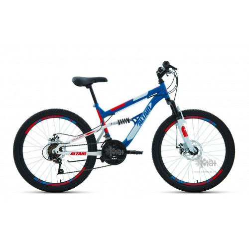 Велосипед 24"" ALTAIR MTB FS disc двухподвес, рост 15"", 18ск., синий/красный
