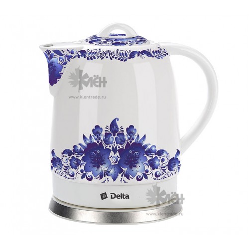 Чайник DELTA DL-1233B 1,7л., 1500Вт., корпус фарфор ""Синие цветы""