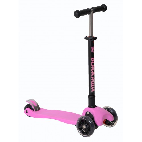 Самокат 3-ёх кол. Black Aqua MG004 складной, руль 72-88см., светящ.колеса, розовый
