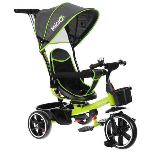 Велосипед 3-х кол. Micio Veloce крыша-капюшон, родит.вело-руч., салатов. 5290587