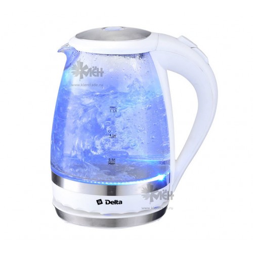 Чайник DELTA DL-1202 1,5л., 2200Вт. стело/бел