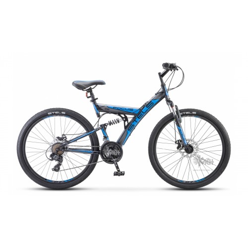 Велосипед 26"" STELS Focus MD 21-sp двухподвес, рост 18"", 21ск., диск., чёрный/синий