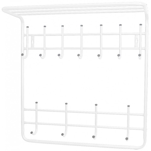 Вешалка настенная с полкой Nika 11 крючков, 2 яруса ВПТ11/Б белый