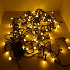 Гирлянда эл. с насадками МИНИШАРИКИ 100LED 9м. желтые темн-зел.шнур SE-MINI-110Y