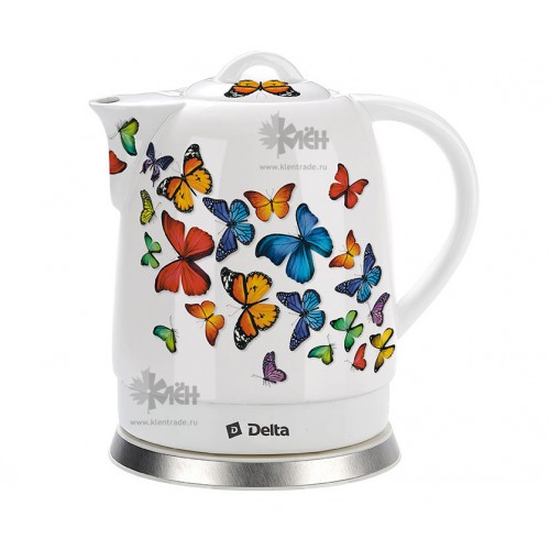 Чайник DELTA DL-1233A 1,7л., 1500Вт., корпус фарфор ""Бабочки""