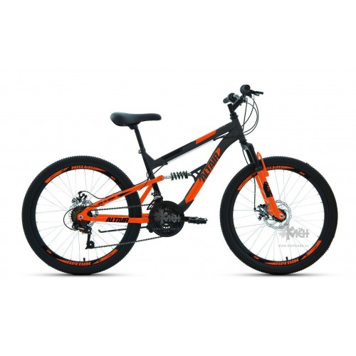 Велосипед 24"" ALTAIR MTB FS disc двухподвес, рост 15"", 18ск., серый/оранжевый