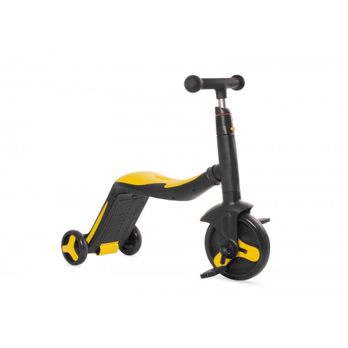 Самокат-беговел 3 в 1 Black Aqua FL-868 съёмные педали, колёса PVC, муз., свет, чёрно-лимонный