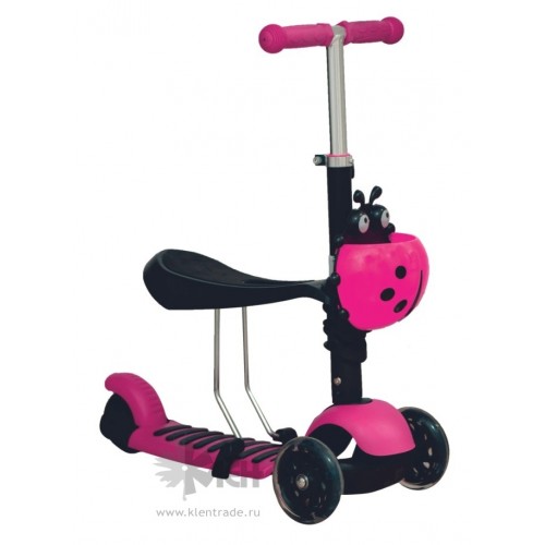 Самокат-беговел Black Aqua MG023B руль 65-75см., съёмное сиденье, корзинка, светящ.кол., розовый