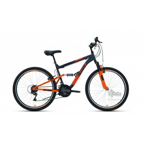 Велосипед 26"" ALTAIR MTB FS 1.0 двухподвес, рост 16"", 18ск., т.серый/оранжевый