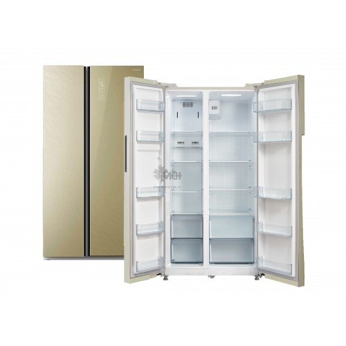 Холодильник Бирюса SBS 587 GG беж/стекло , дисплей Side-by-side