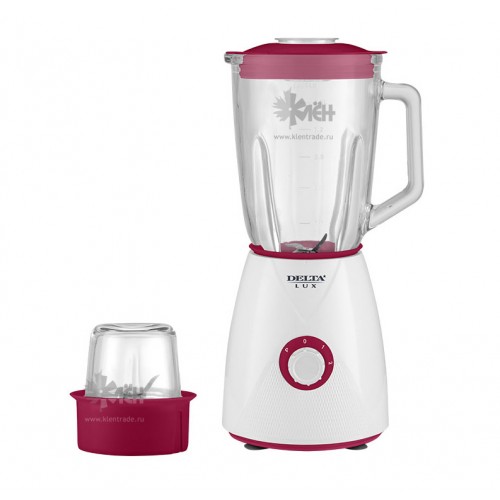 Блендер DELTA LUX DL-7314 600Вт., 1,5л., с кофемолкой, стеклянн.чаша, бел./борд.