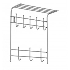 Вешалка настенная с полкой Nika 8 крючков, 2 яруса ВПТ8 серебряный