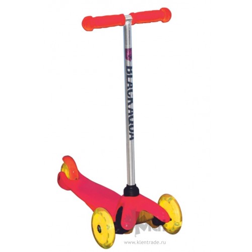 Самокат 3-ёх кол. Black Aqua MG001 светящ.колеса, красный/жёлтый