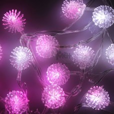 Гирлянда эл. с насадками Личи СНОУ БУМ 3м. 15LED розово-белылый, перелив,автореж., пр.пр. 381-162
