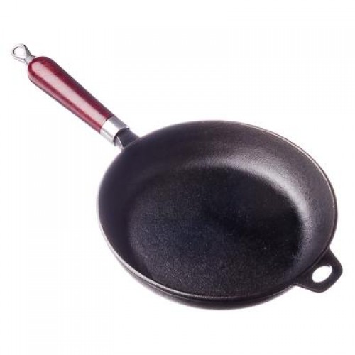 Сковорода чугунная d22см. VETTA 808-005 деревянн. ручка