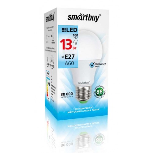 Лампа светодиодная Smartbuy А60-13W- E27 4000K груша