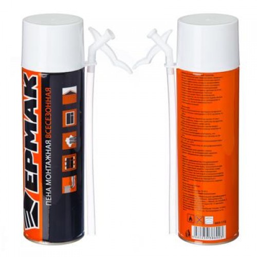 Пена монтажная 650мл ЕРМАК всесезонная 330гр. (15-30л.) 669-172