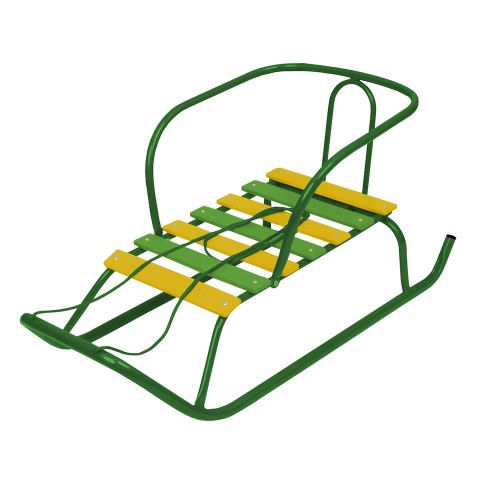 Санки дет.Ветерок-1 В1 зеленый б/ручки, спинка, круг. полоз.