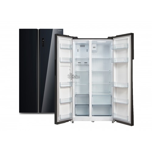 Холодильник Бирюса SBS 587 BG черн/стекло , дисплей Side-by-side