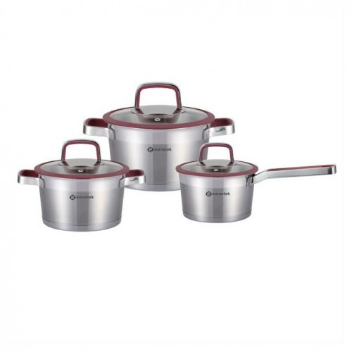 Набор посуды 6пр. Eurostek ES-1205 (ковш 1,4л+3л+5,2л) подходит для индукции