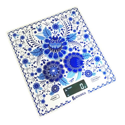 Весы кухонные ВАСИЛИСА BA-005 ""Гжель"" до 5кг., стекло