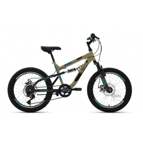 Велосипед 20"" ALTAIR MTB FS disc двухподвес, рост 14"", 6ск., бежевый/чёрный