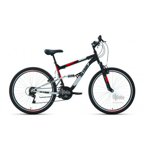 Велосипед 26"" ALTAIR MTB FS 1.0 двухподвес, рост 16"", 18ск., чёрный/красный