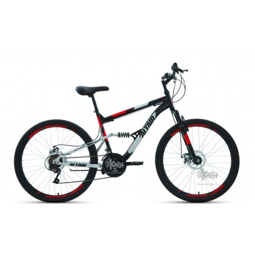 Велосипед 26"" ALTAIR MTB FS 2.0 disc двухподвес, рост 16"", 18ск., чёрный/красный
