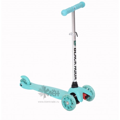 Самокат 3-ёх кол. Black Aqua MG002A руль 65-75см., светящ.колеса, бирюзовый