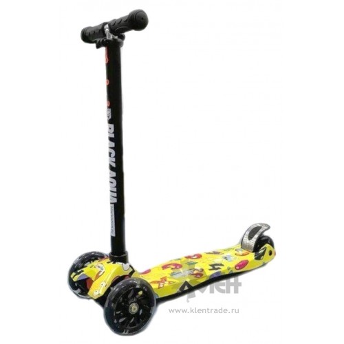 Самокат 3-ёх кол. Black Aqua MG014 руль 75-85см., светящ.колёса, буквы