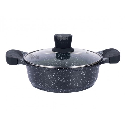 Жаровня 28см., 4,2л. Eurostek EDA-5528 с крышкой, литой алюм., мрамор.покр., подх. д/индукц.