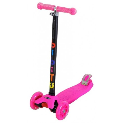 Самокат 3-ёх кол. BIBITU СAVY SKL-07 руль 67-88см., светящ.кол., розовый