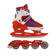 Коньки комби лезвие+ролики 31-34р.BlackAqua AS-409 красный-синий