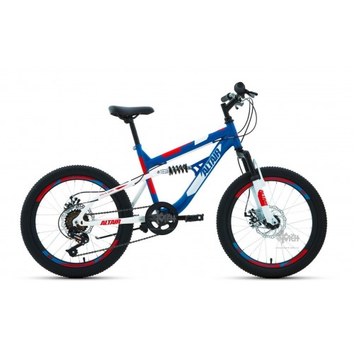 Велосипед 20"" ALTAIR MTB FS disc двухподвес, рост 14"", 6ск., синий/красный