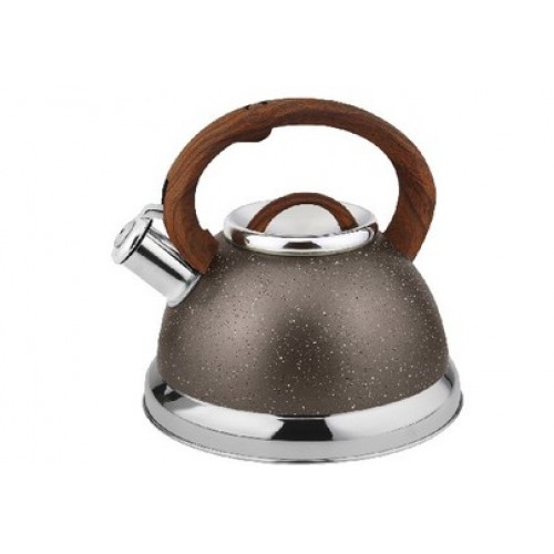 Чайник газовый 2,7л. EUROSTEK ESK-3077 коричн.мрамор, ручка под дерево, д/всех видов плит
