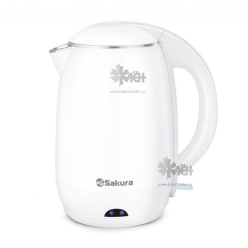 Чайник SAKURA SA-2157W(1,8л.) неж. ненагревающ. корпус. эффект термоса ,белый