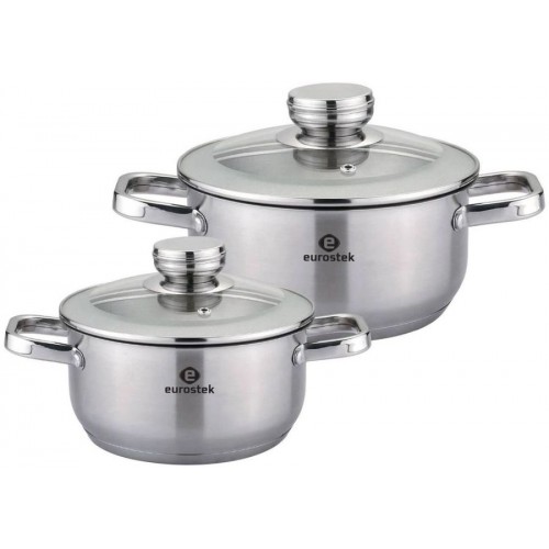 Набор посуды 4пр. Eurostek ES-1212 (2,9л+5л) подходит для индукции
