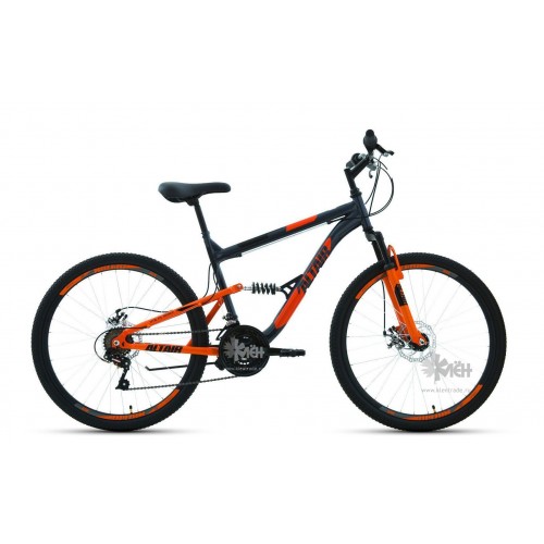 Велосипед 26"" ALTAIR MTB FS 2.0 disc двухподвес, рост 16"", 18ск., т.серый/оранжевый