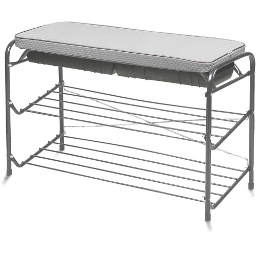 Этажерка для обуви Nika ЭТП3/С серебряный (3 яруса, 2 ящика под сиденьем)