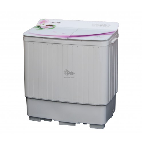 Стиральная машина п/ав OPTIMA MCП-50СТ 5кг два бака Стеклянная крышка(белое стекло сиреневые цветы)