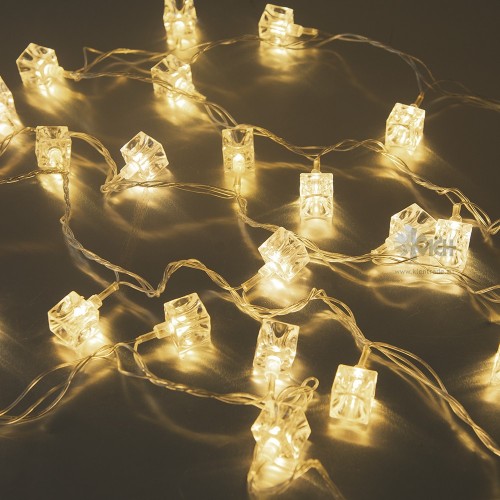 Гирлянда эл. с насадками КУБИКИ 4м. 40LED теплый белый прозр.шнур SE-CUBE-440WW