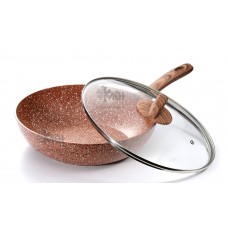 Сковорода ВОК d33 VISSNER VS-7592-32 + крышка, кован.алюм., мраморн.покр., д/индукции