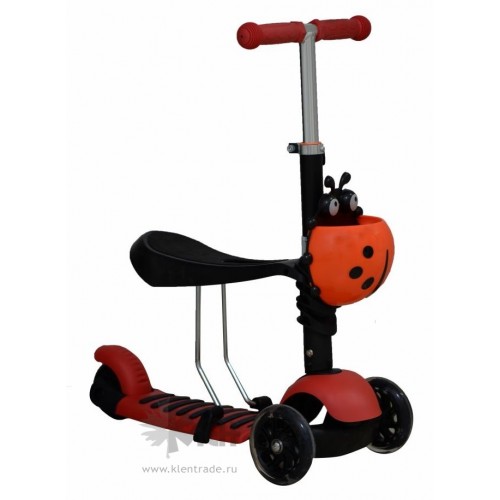 Самокат-беговел Black Aqua MG023B руль 65-75см., съёмное сиденье, корзинка, светящ.кол., красный