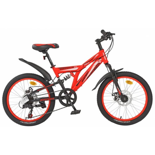 Велосипед 20"" AVENGER F201D двухподвес, рост 12"", 7ск., диск., красный
