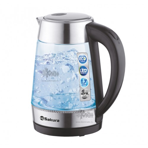 Чайник SAKURA SA-2728 SBK(1,8л.) стекл c подсв