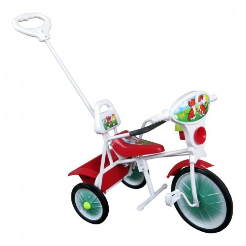Велосипед 3-х кол. Малыш арт.09 род.ручка, спинка, кузовок, поднож., охр.бампер, красный