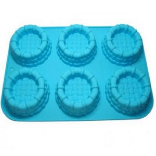 Форма для выпечки силикон KT-S-312 кексы Башенки 6шт. 31*21*3,5см.
