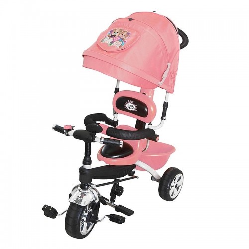 Велосипед 3-х кол. Jack&Lin крыша-капюшон, родит.вело-ручка JL-BCL091802 розовый