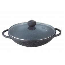 Сотейник d32 ВОК BEKKER BK-3829 литой алюм., мрамор.покр., стекл.крышка, д/индукции